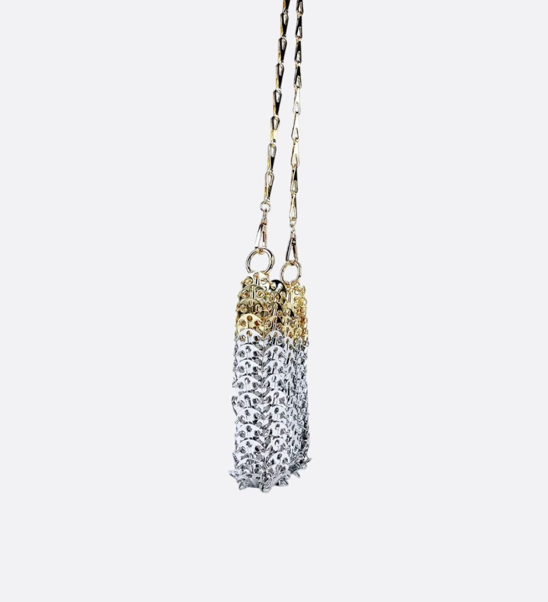 Mini Sequin Phone Bag – Party Chain Crossbody - in Silver | Arvea Bags