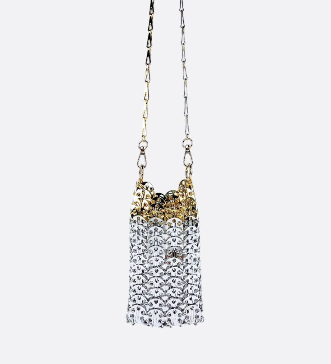 Mini Sequin Phone Bag – Party Chain Crossbody - in Silver | Arvea Bags