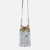 Mini Sequin Phone Bag – Party Chain Crossbody - in Silver | Arvea Bags