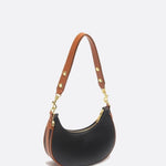 Minimalist Crescent Shoulder Bag with Gold Hardware - in Black | Arvea Bags