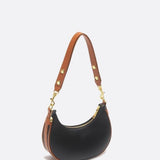 Minimalist Crescent Shoulder Bag with Gold Hardware - in Black | Arvea Bags