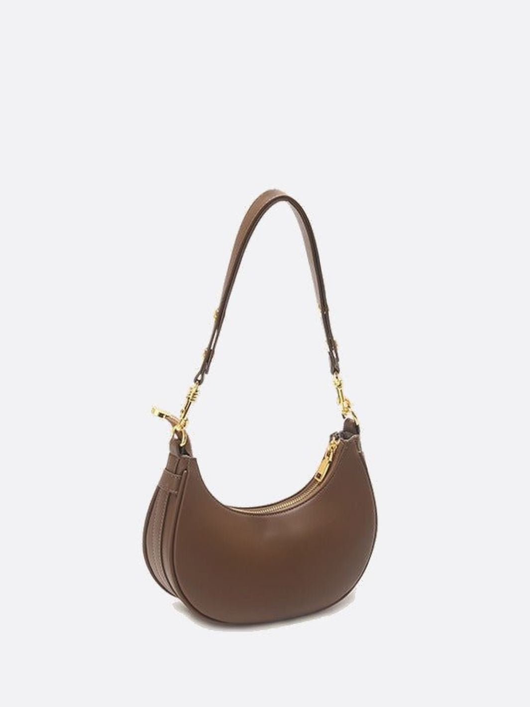 Minimalist Crescent Shoulder Bag with Gold Hardware - in Brown | Arvea Bags