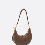 Minimalist Crescent Shoulder Bag with Gold Hardware - in Brown | Arvea Bags
