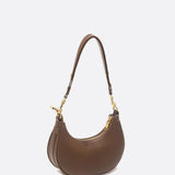 Minimalist Crescent Shoulder Bag with Gold Hardware - in Brown | Arvea Bags