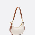 Minimalist Crescent Shoulder Bag with Gold Hardware - in Light Beige | Arvea Bags