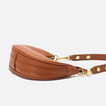 Minimalist Crescent Shoulder Bag with Gold Hardware - in Light Brown | Arvea Bags