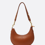 Minimalist Crescent Shoulder Bag with Gold Hardware - in Light Brown | Arvea Bags