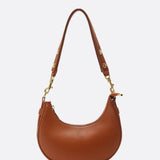 Minimalist Crescent Shoulder Bag with Gold Hardware - in Light Brown | Arvea Bags