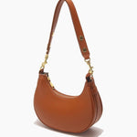 Minimalist Crescent Shoulder Bag with Gold Hardware - in Light Brown | Arvea Bags