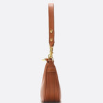 Minimalist Crescent Shoulder Bag with Gold Hardware - in Light Brown | Arvea Bags