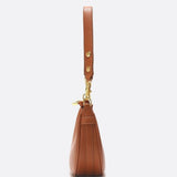 Minimalist Crescent Shoulder Bag with Gold Hardware - in Light Brown | Arvea Bags