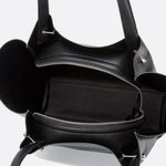 Minimalist Leather Tote Handbag with Open Top Design - in Black | Arvea Bags