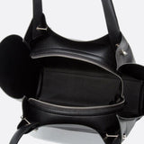 Minimalist Leather Tote Handbag with Open Top Design - in Black | Arvea Bags