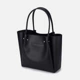 Minimalist Leather Tote Handbag with Open Top Design - in Black | Arvea Bags