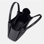 Minimalist Leather Tote Handbag with Open Top Design - in Black | Arvea Bags