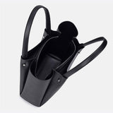 Minimalist Leather Tote Handbag with Open Top Design - in Black | Arvea Bags