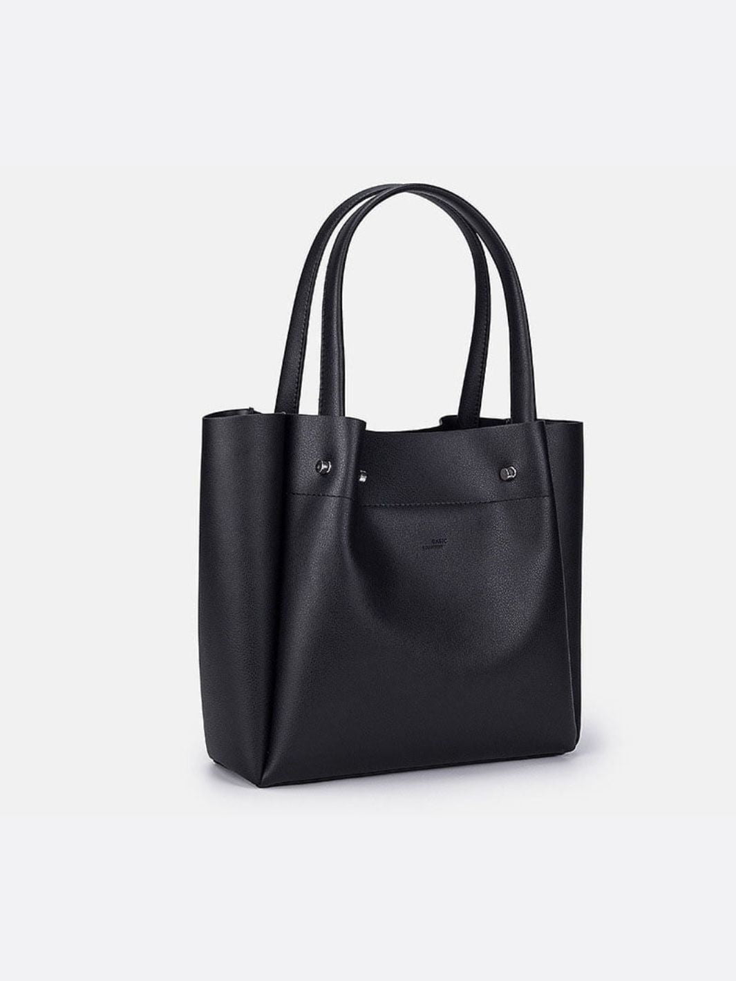 Minimalist Leather Tote Handbag with Open Top Design - in Black | Arvea Bags
