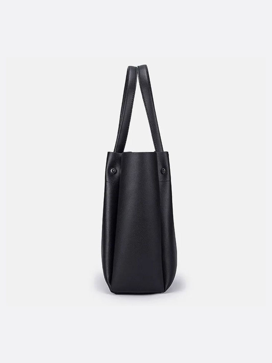 Minimalist Leather Tote Handbag with Open Top Design - in Black | Arvea Bags