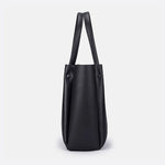 Minimalist Leather Tote Handbag with Open Top Design - in Black | Arvea Bags