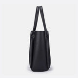Minimalist Leather Tote Handbag with Open Top Design - in Black | Arvea Bags