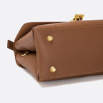 Minimalist Trapeze Handbag with Top Handle and Shoulder Strap - in White | Arvea Bags