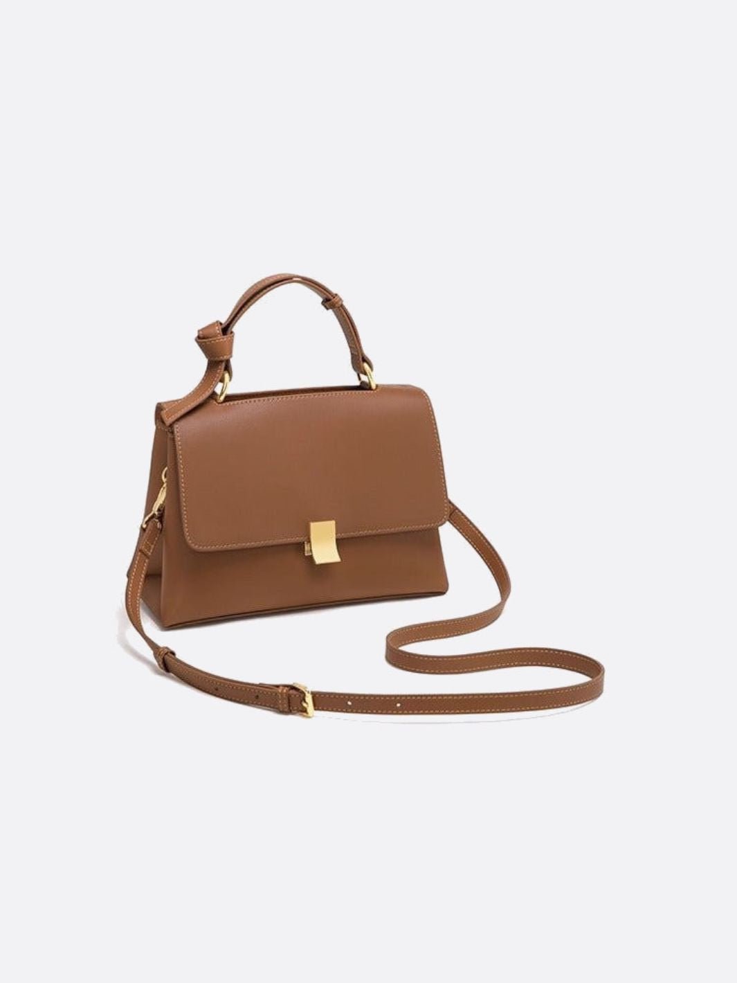 Minimalist Trapeze Handbag with Top Handle and Shoulder Strap - in White | Arvea Bags