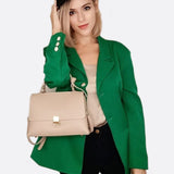 Minimalist Trapeze Handbag with Top Handle and Shoulder Strap - in White | Arvea Bags