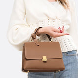 Minimalist Trapeze Handbag with Top Handle and Shoulder Strap - in White | Arvea Bags