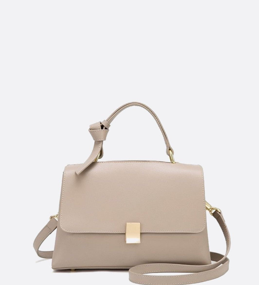 Minimalist Trapeze Handbag with Top Handle and Shoulder Strap - in White | Arvea Bags