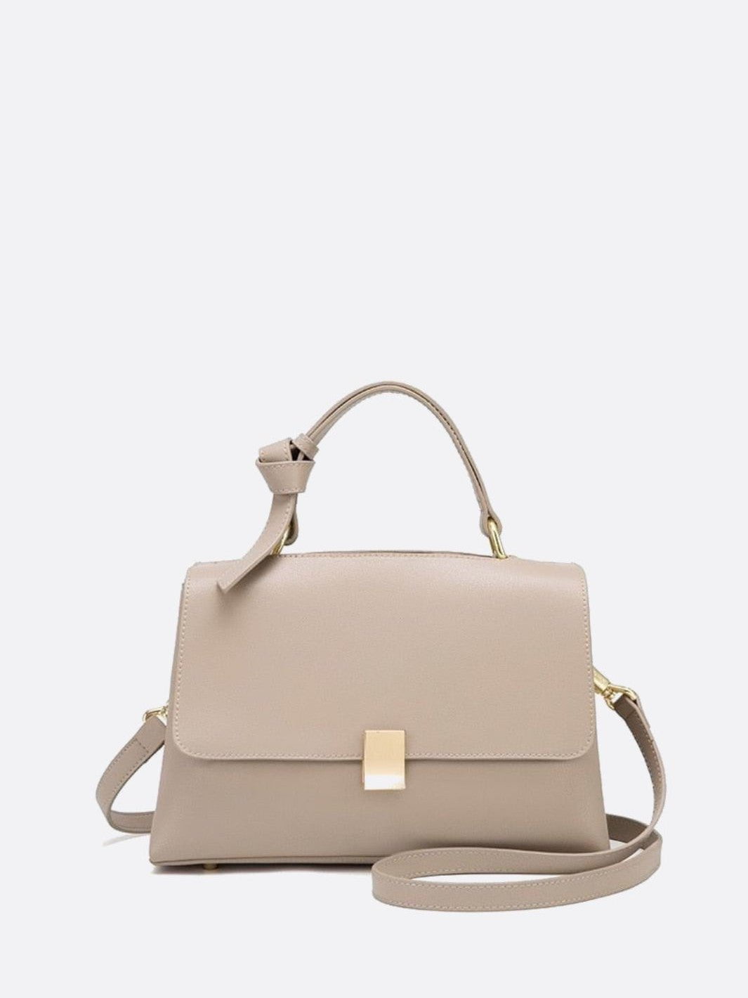 Minimalist Trapeze Handbag with Top Handle and Shoulder Strap - in White | Arvea Bags