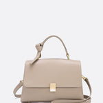 Minimalist Trapeze Handbag with Top Handle and Shoulder Strap - in White | Arvea Bags
