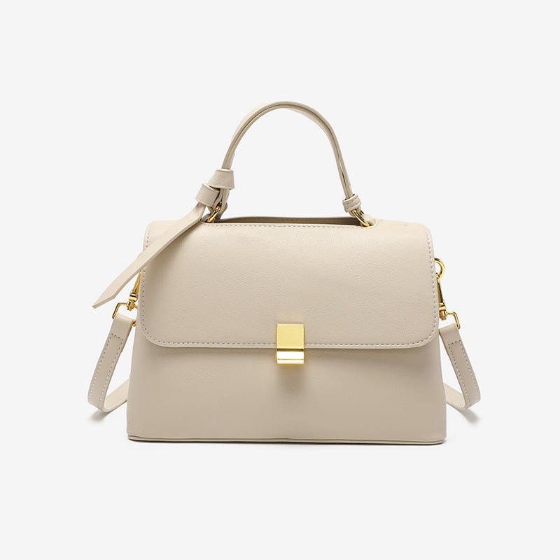 Minimalist Trapeze Handbag with Top Handle and Shoulder Strap - in White | Arvea Bags