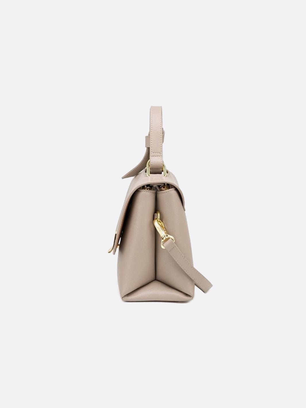 Minimalist Trapeze Handbag with Top Handle and Shoulder Strap - in White | Arvea Bags