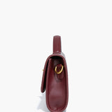 Mira | Snake - Embossed Vegan Leather Clutch – Top Handle & Gold Twist Lock - in Wine Red | Arvea Bags