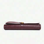 Mira | Snake - Embossed Vegan Leather Clutch – Top Handle & Gold Twist Lock - in Wine Red | Arvea Bags