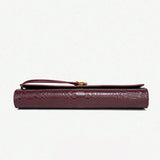 Mira | Snake - Embossed Vegan Leather Clutch – Top Handle & Gold Twist Lock - in Wine Red | Arvea Bags