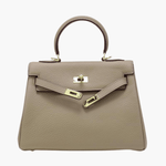 Mireza | Taupe Textured Leather Handbag – Elegant & Versatile - in Taupe | Arvea Bags