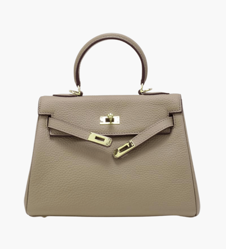 Mireza | Taupe Textured Leather Handbag – Elegant & Versatile - in Taupe | Arvea Bags
