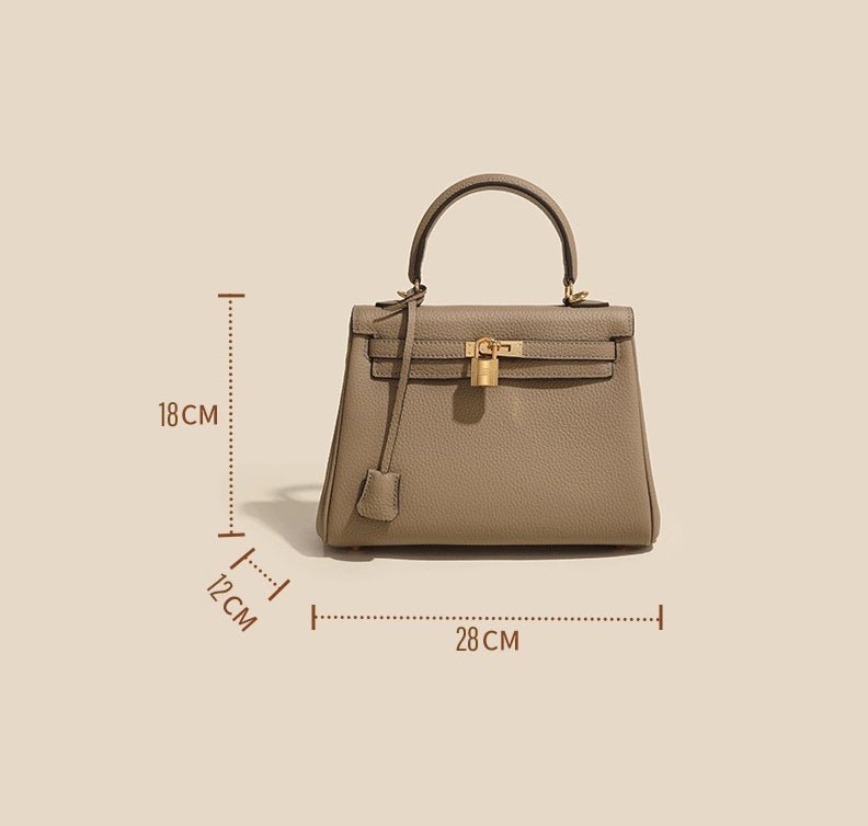 Mireza | Taupe Textured Leather Handbag – Elegant & Versatile - in Taupe | Arvea Bags