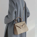 Mireza | Taupe Textured Leather Handbag – Elegant & Versatile - in Taupe | Arvea Bags
