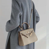 Mireza | Taupe Textured Leather Handbag – Elegant & Versatile - in Taupe | Arvea Bags