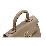 Mireza | Taupe Textured Leather Handbag – Elegant & Versatile - in Taupe | Arvea Bags