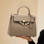 Mireza | Taupe Textured Leather Handbag – Elegant & Versatile - in Taupe | Arvea Bags
