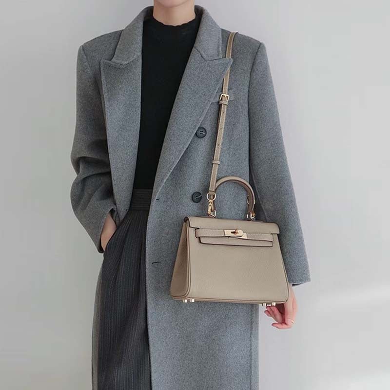 Mireza | Taupe Textured Leather Handbag – Elegant & Versatile - in Taupe | Arvea Bags