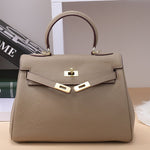 Mireza | Taupe Textured Leather Handbag – Elegant & Versatile - in Taupe | Arvea Bags