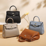 Mireza | Taupe Textured Leather Handbag – Elegant & Versatile - in Taupe | Arvea Bags