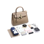 Mireza | Taupe Textured Leather Handbag – Elegant & Versatile - in Taupe | Arvea Bags