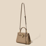 Mireza | Taupe Textured Leather Handbag – Elegant & Versatile - in Taupe | Arvea Bags