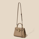 Mireza | Taupe Textured Leather Handbag – Elegant & Versatile - in Taupe | Arvea Bags