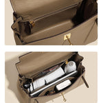 Mireza | Taupe Textured Leather Handbag – Elegant & Versatile - in Taupe | Arvea Bags